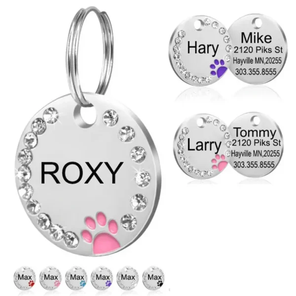 (4pcs) Dog Tag Personalized Pet Puppy Cat ID Tag Engraved Custom Dog Collar Accessories Customized Address Name Tag for Dogs Cats