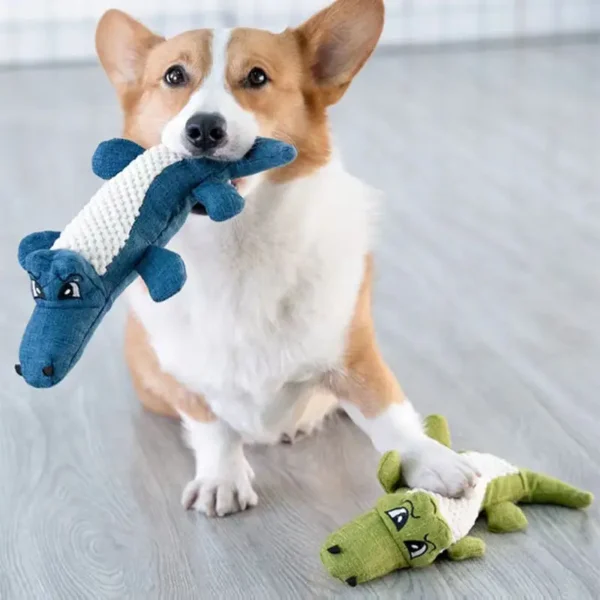 3pcs Pet Chew Toys Interactive Cartoon Animal Plush Alligator Shape Dog Sound Toy Gnawing Grinding Teeth Training Supplies 01